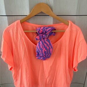 2 for $15! PINK Victoria’s Secret Bright Orange 🍊 Tee + Bikini Top - size XS